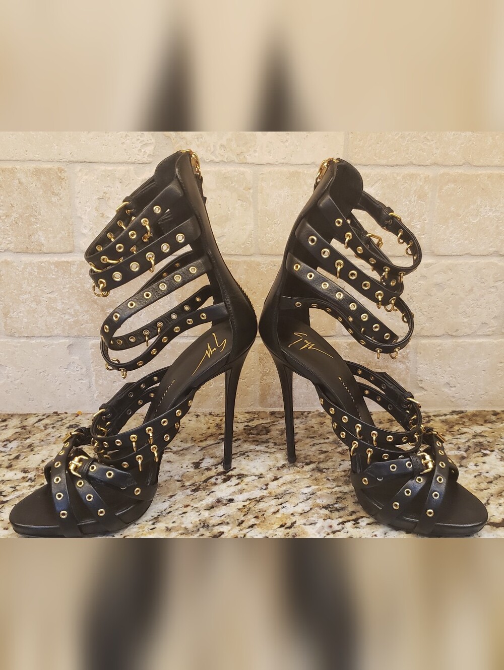 Giuseppe Zanotti Black Leather Piercing Cage Stiletto 37/7 - Picture 5 of 10